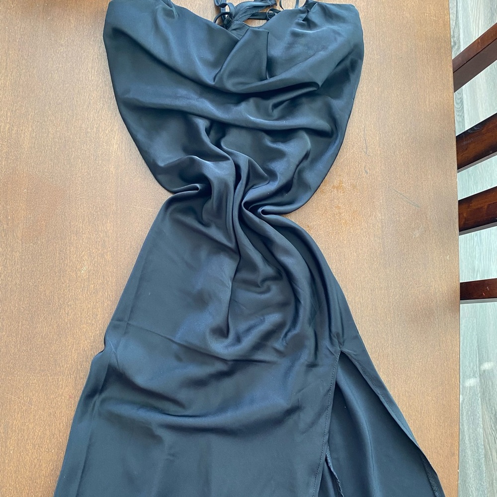 Elegant Black Satin Dress
